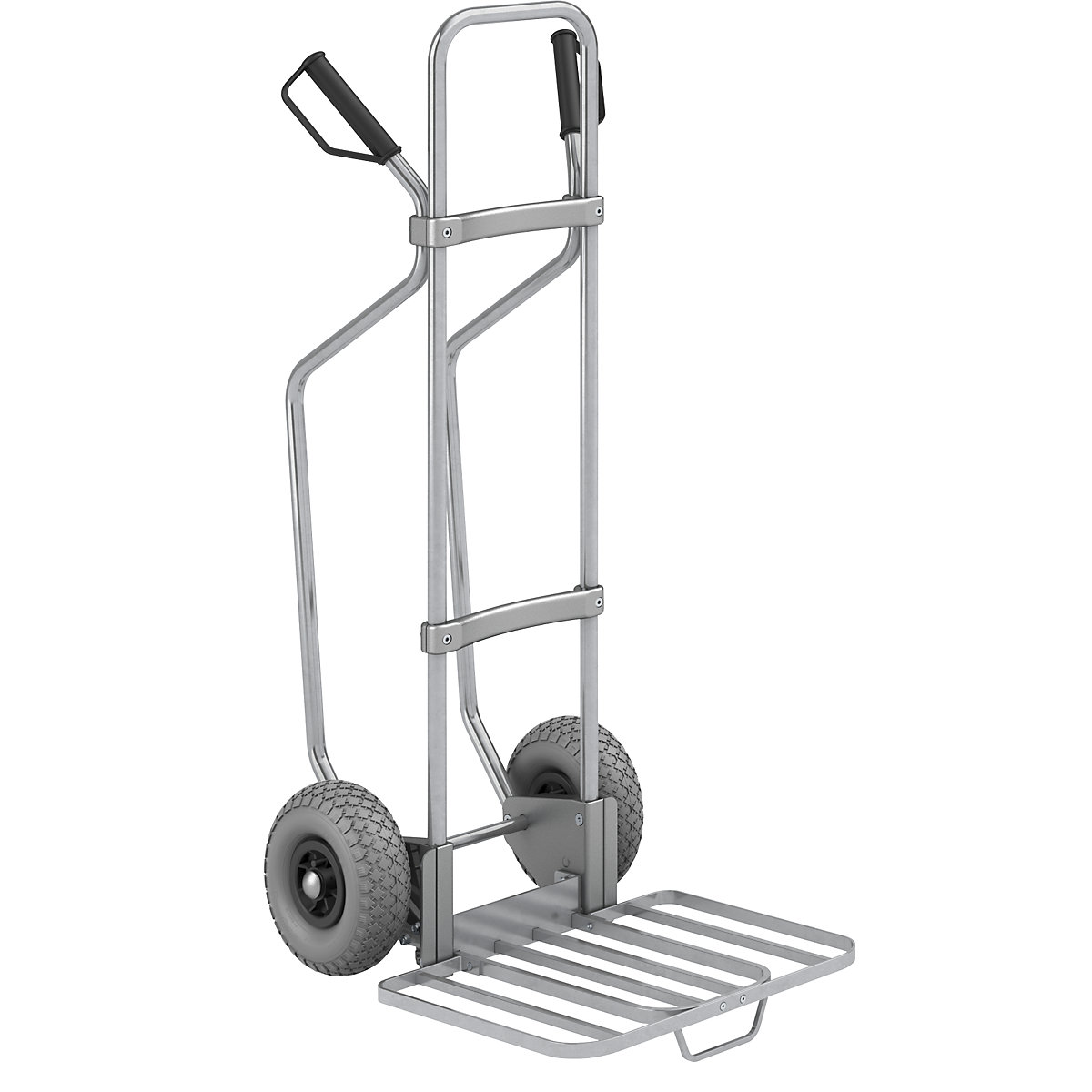 Carro para sacos com patins, galvanizado – eurokraft pro, LxP da pá para pacotes 430 x 450 mm, galvanizada, com pega, rodas em PU-0