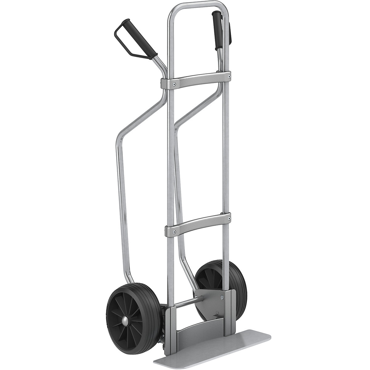 Carro para sacos com patins, galvanizado – eurokraft pro, LxP da pá 450 x 160 mm, galvanizada, pneus de borracha maciça-0