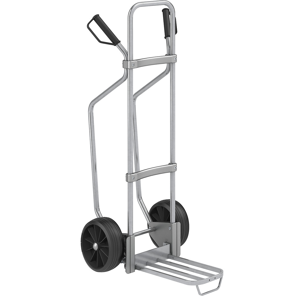 Carro para sacos com patins, galvanizado – eurokraft pro, LxP da pá para pacotes 430 x 250 mm, galvanizada, com pega, pneus de borracha maciça-0