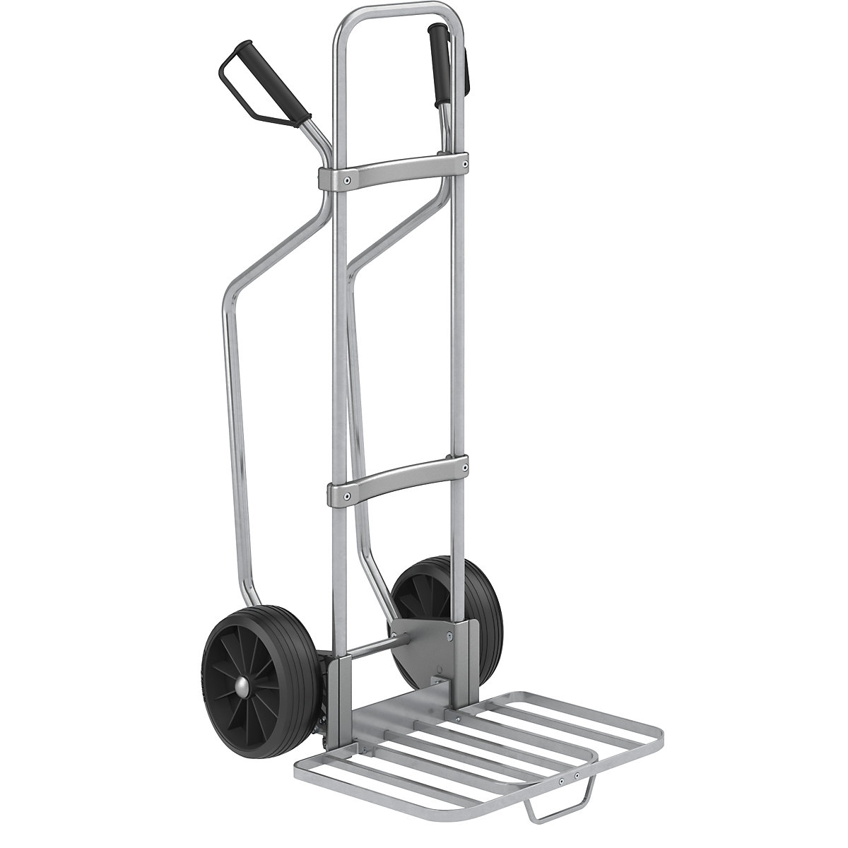 Carro para sacos com patins, galvanizado – eurokraft pro, LxP da pá para pacotes 430 x 450 mm, galvanizada, com pega, pneus de borracha maciça-0
