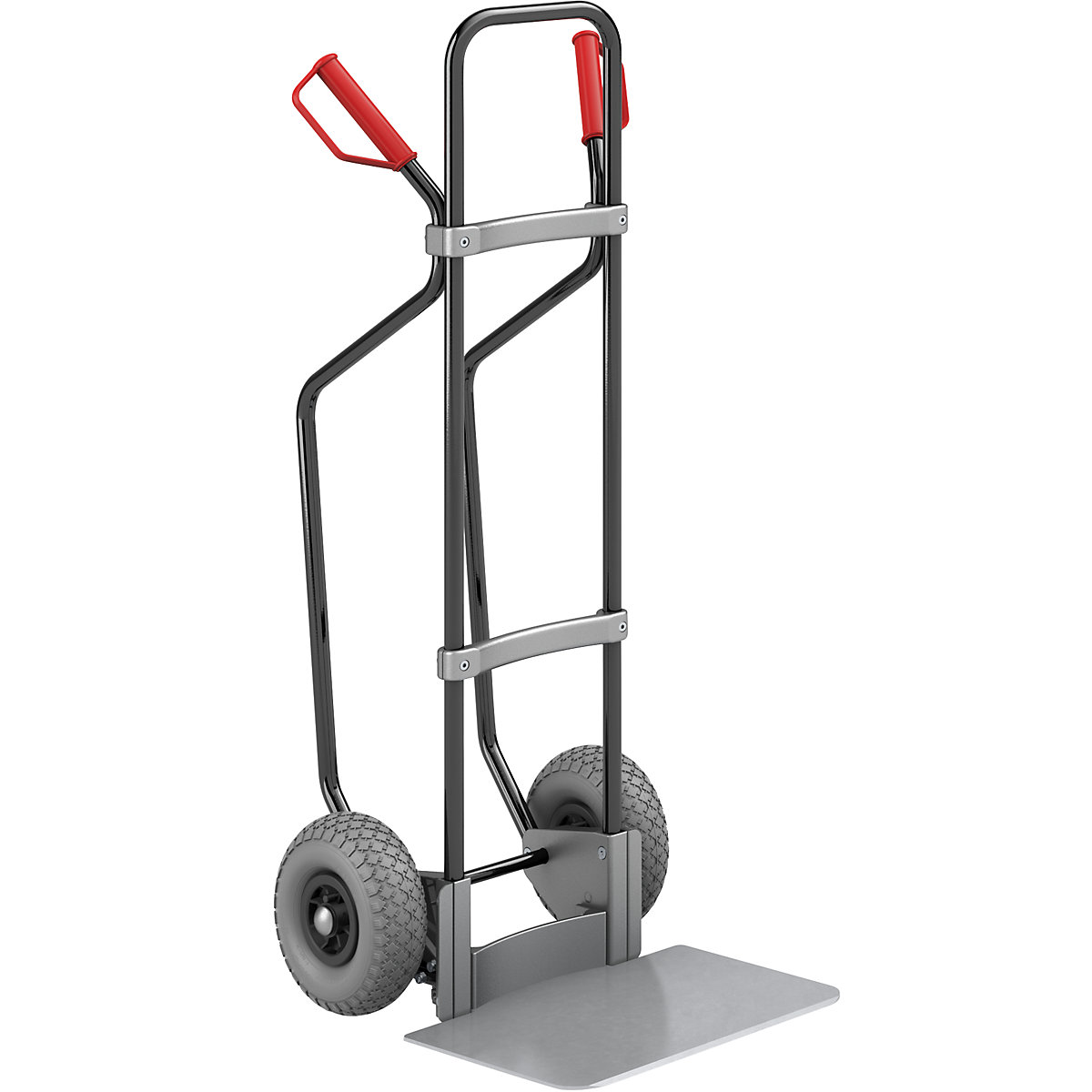 Carro para sacos com patins, preto – eurokraft pro, LxP da pá 450 x 350 mm, galvanizada, rodas em PU-0
