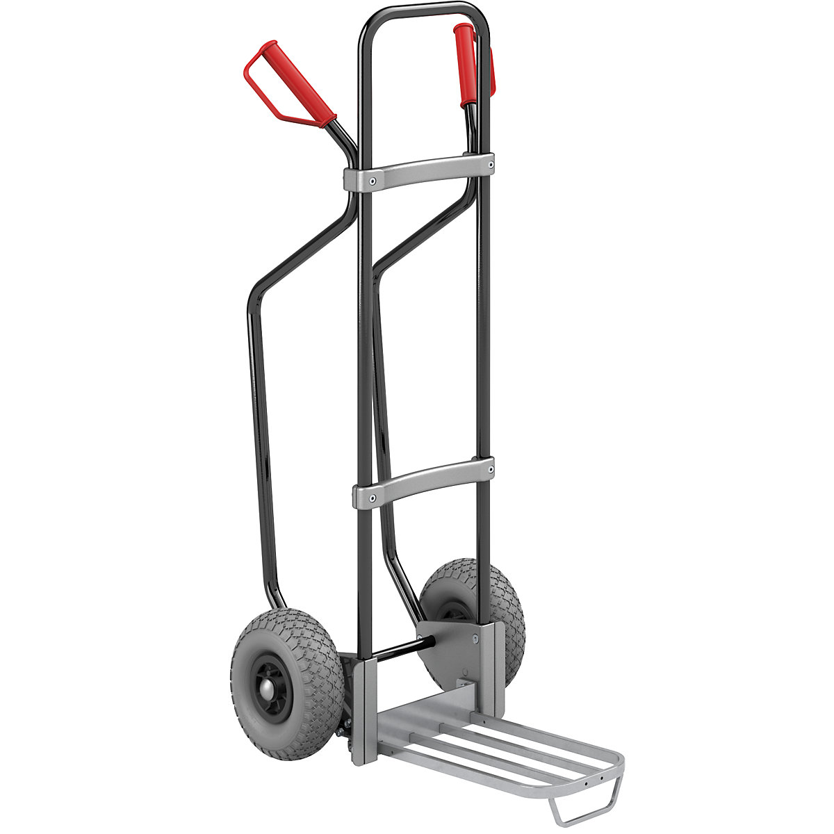 Carro para sacos com patins, preto – eurokraft pro, LxP da pá para pacotes 430 x 250 mm, galvanizada, com pega, rodas em PU-0