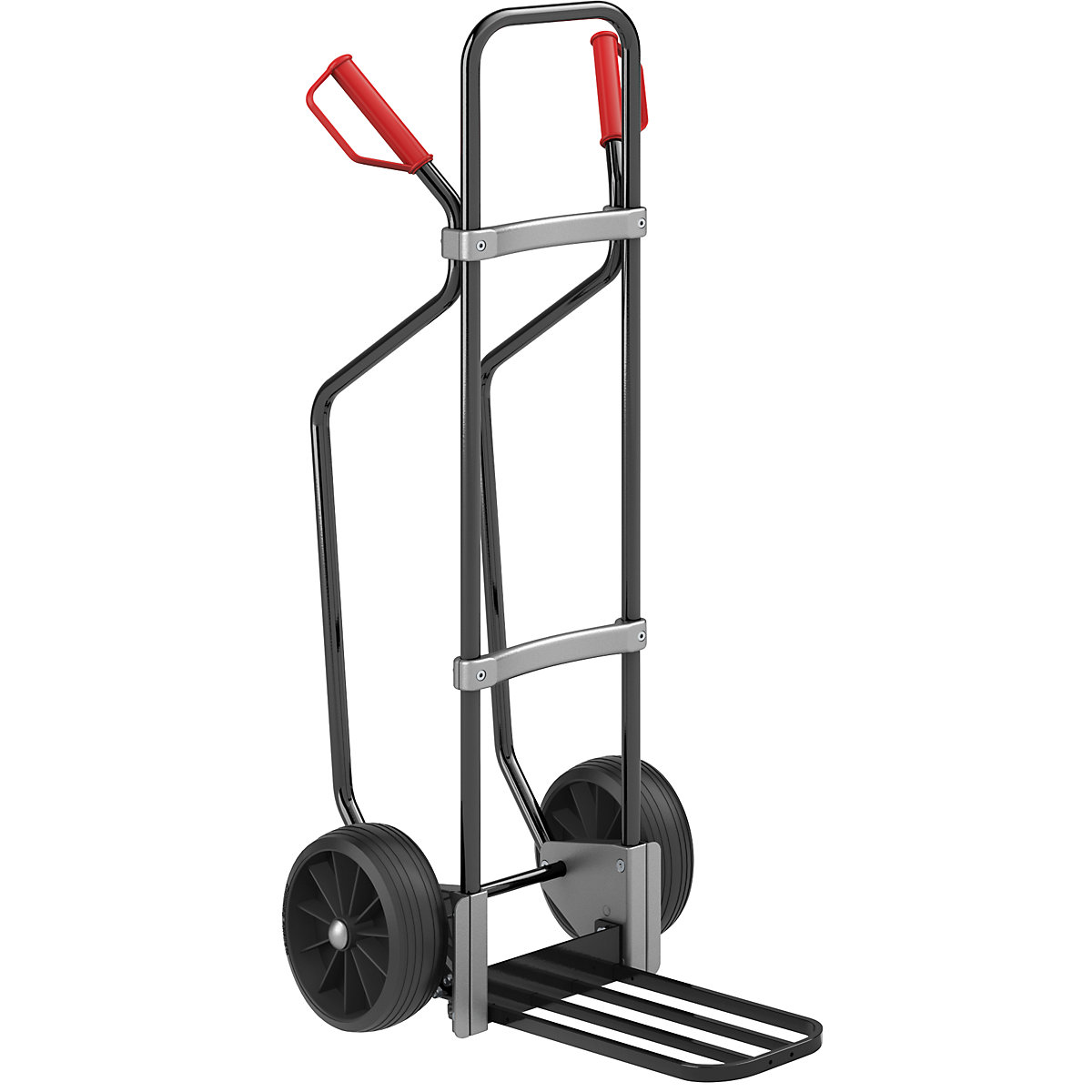 Carro para sacos com patins, preto – eurokraft pro, LxP da pá para pacotes 430 x 250 mm, preto, pneus de borracha maciça-0