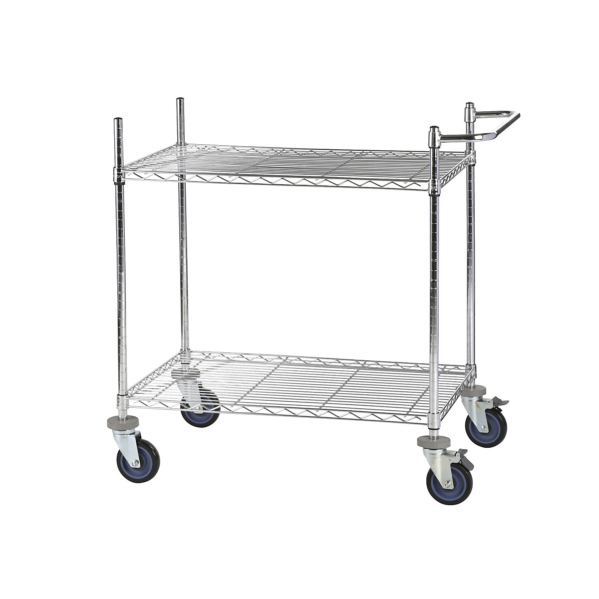 Mesa em grade de arame com rodas, cromada, com 2 andares, CxLxA 910 x 610 x 1025 mm-0