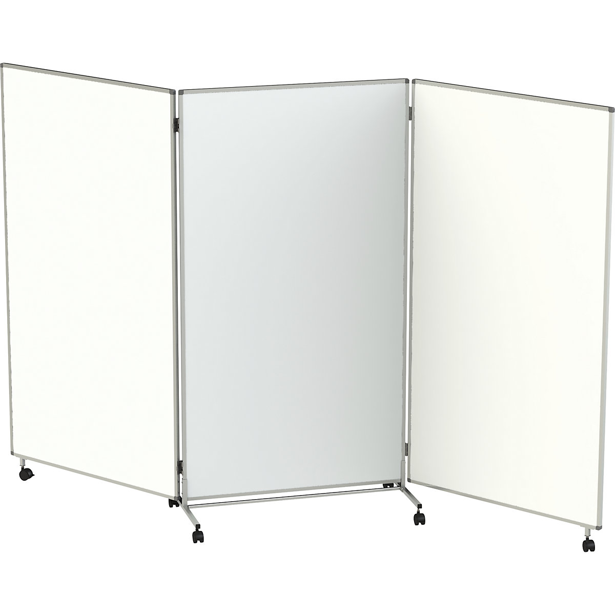 Painel de apresentação/divisória, móvel, dobrável e adequado para escrita – eurokraft pro, magnético, resistente a desinfetante, AxLxP 1905 x 1018/3074 x 500 mm-0