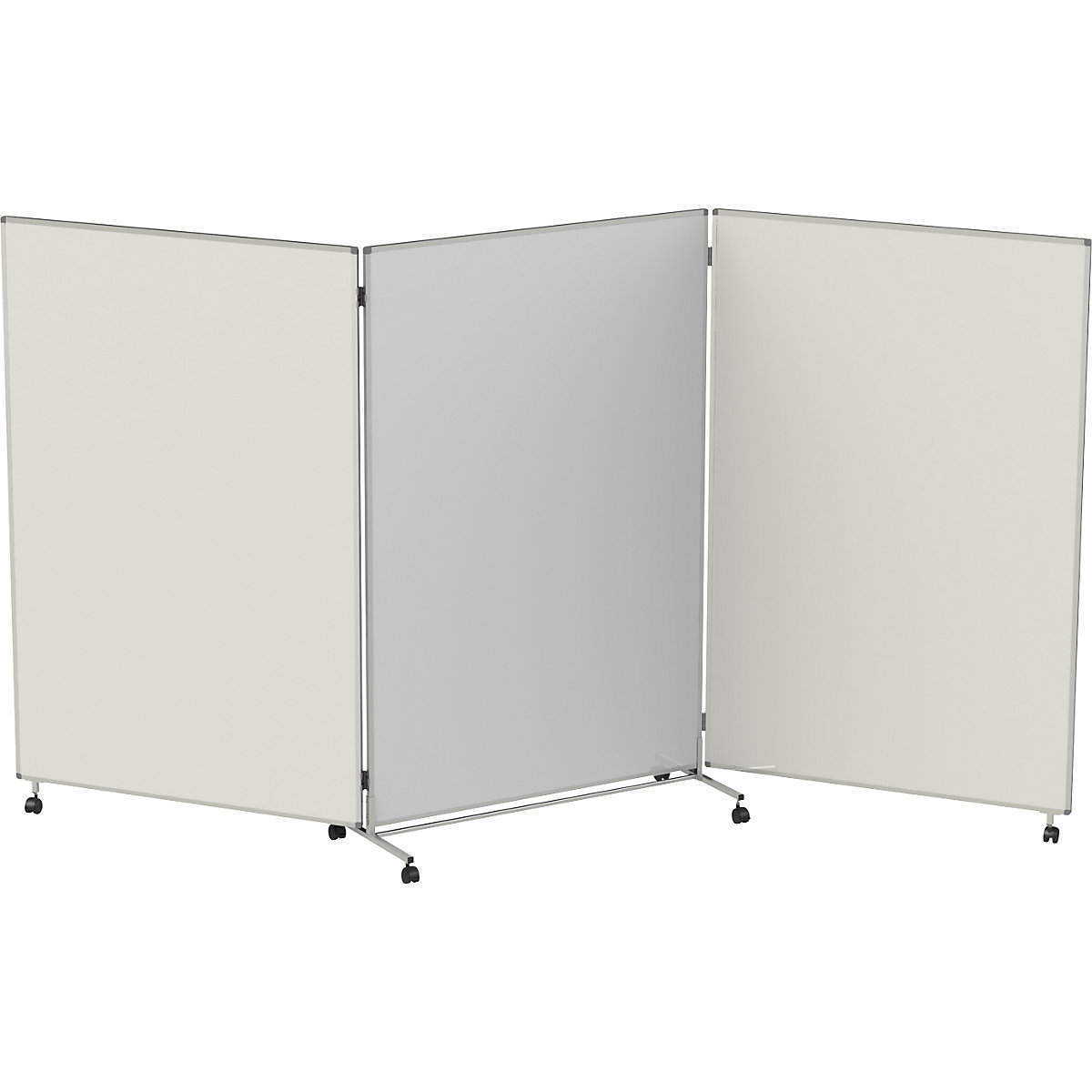 Painel de apresentação/divisória, móvel, dobrável e adequado para escrita – eurokraft pro, magnético, resistente a desinfetante, AxLxP 1905 x 1218/3664 x 500 mm-0