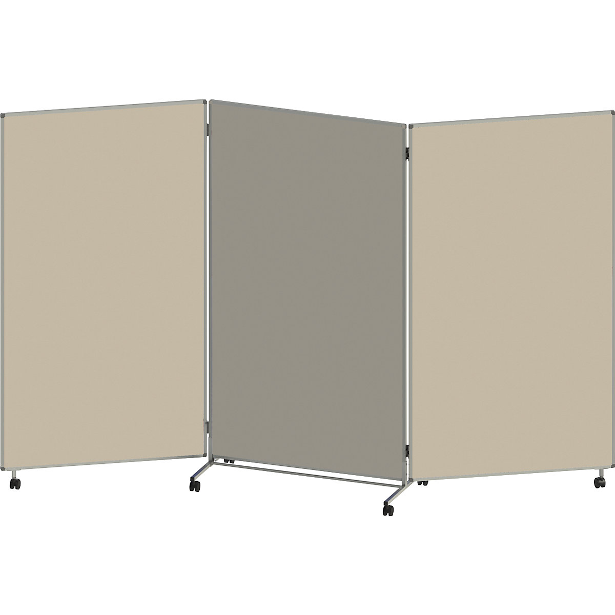 Painel de apresentação, dobrável e móvel – eurokraft basic, AxLxP 1905 x 3040 x 500 mm, bege-0
