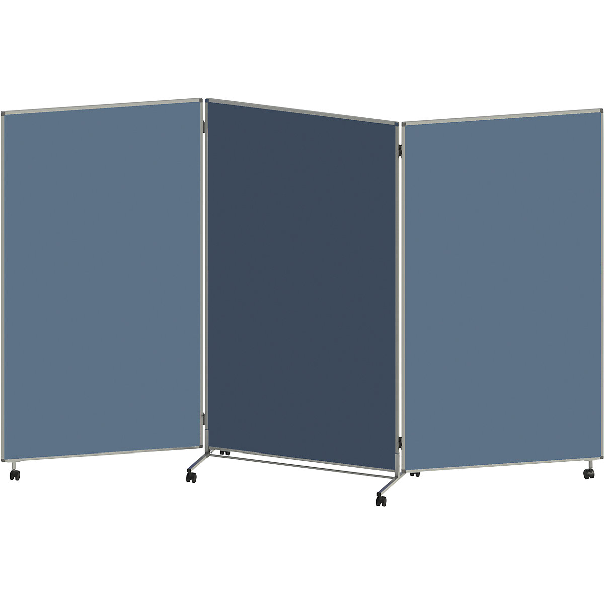 Painel de apresentação, dobrável e móvel – eurokraft basic, AxLxP 1905 x 3040 x 500 mm, azul acinzentado-0