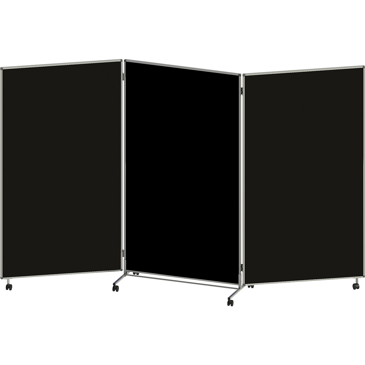 Painel de apresentação, dobrável e móvel – eurokraft basic, AxLxP 1905 x 3040 x 500 mm, preto-0