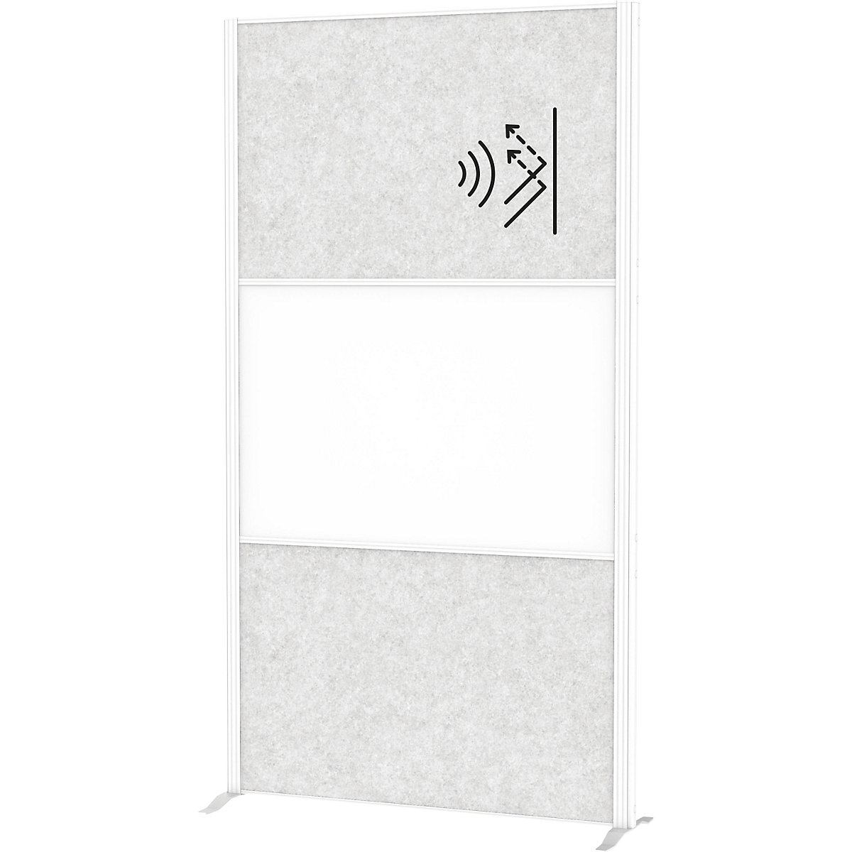 Sistema de biombos MAULconnecto – MAUL, 2 acústicos, 1 quadro branco, branco/cinzento claro, sem rodas-0