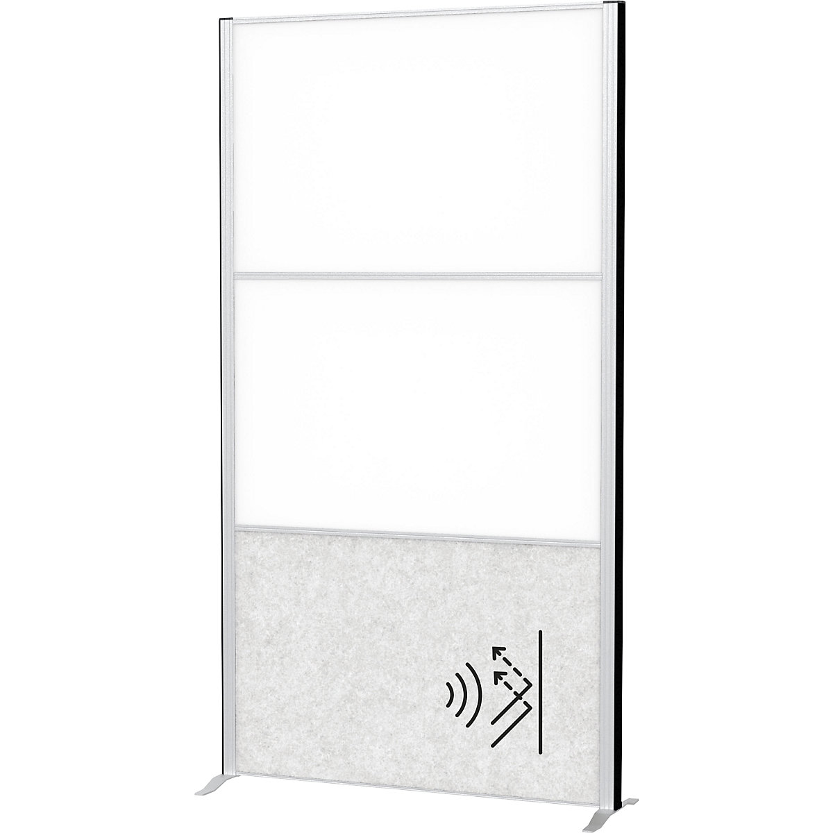 Sistema de biombos MAULconnecto – MAUL, 2 quadros brancos, 1 acústico, branco/cinzento claro, sem rodas-0