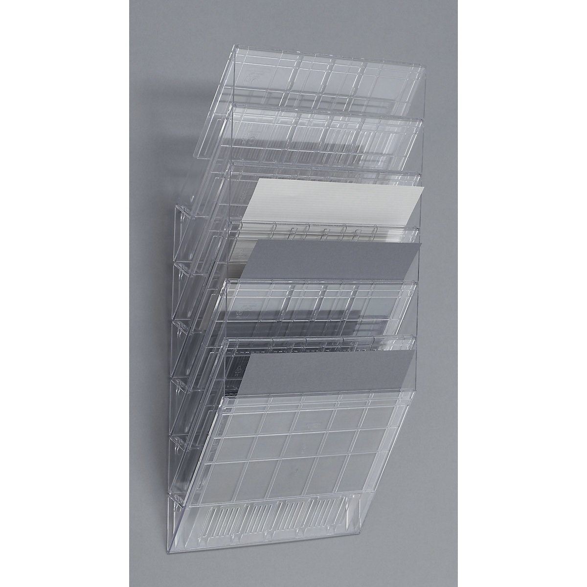 Distribuidor de prospetos para parede – DURABLE, formato horizontal, 6 x A4, embalagem de 2 unid., transparente-0