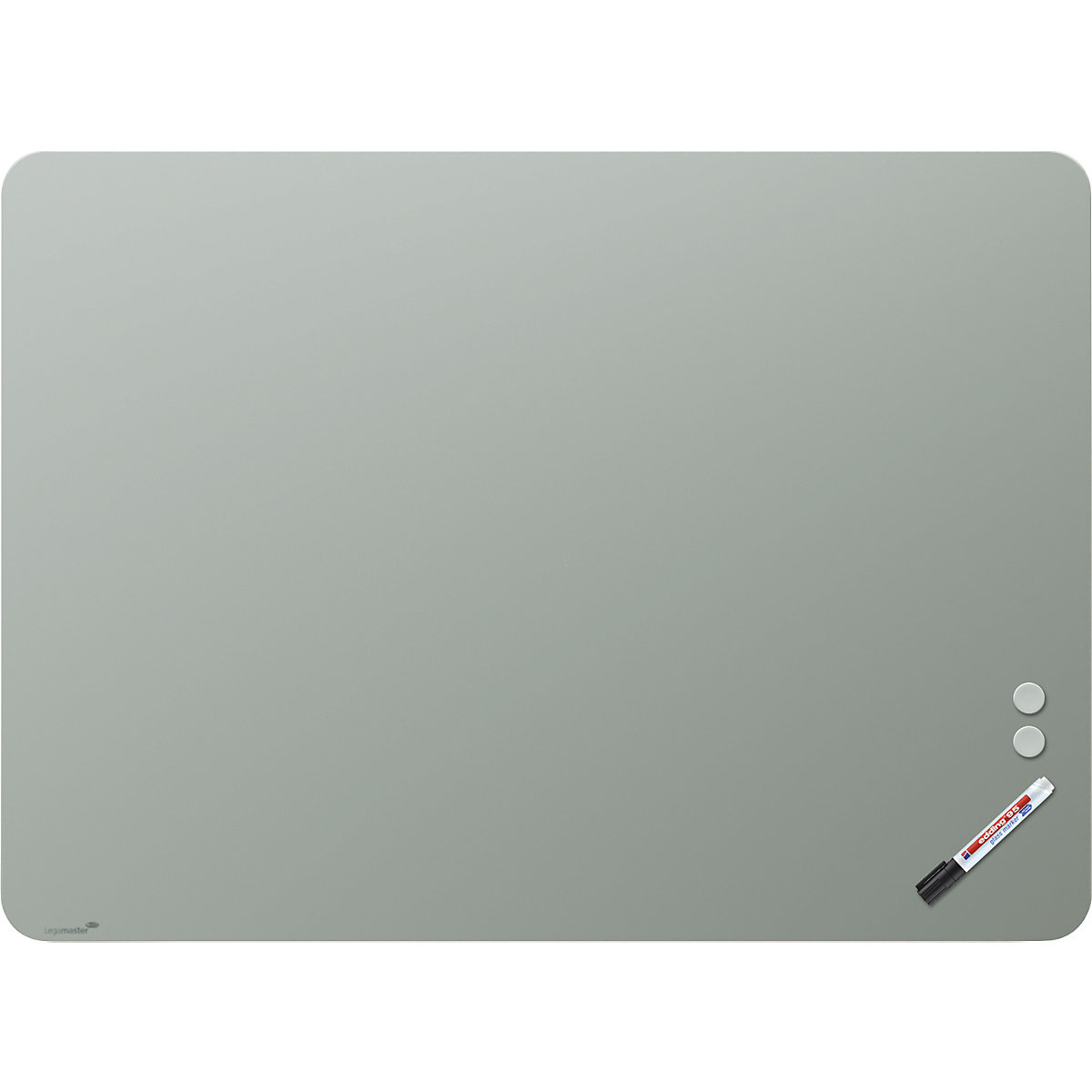 Quadro de vidro mate, cantos arredondados – Legamaster, vidro de segurança, LxA 1200 x 900 mm, salva-0