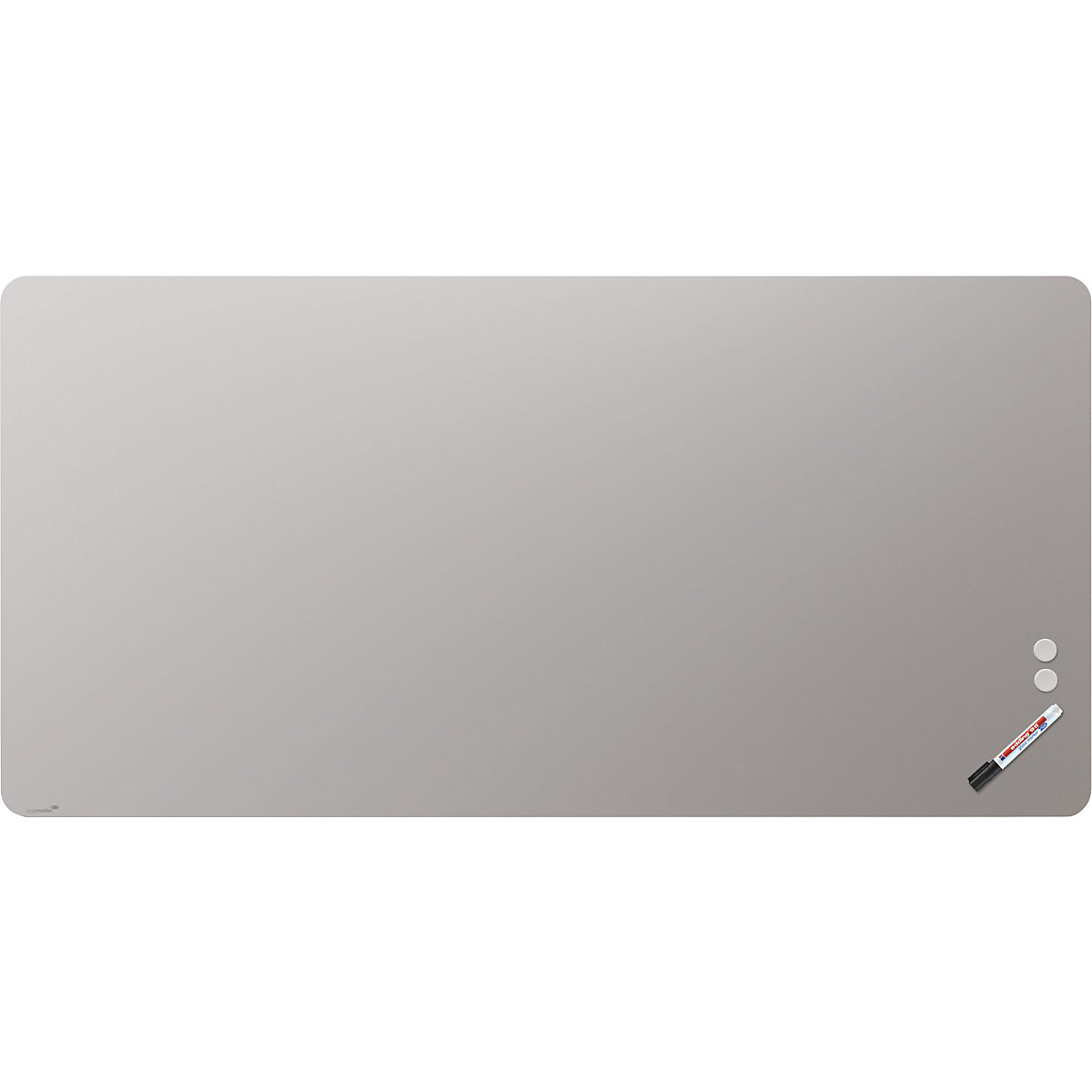 Quadro de vidro mate, cantos arredondados – Legamaster, vidro de segurança, LxA 2000 x 1000 mm, cinzento quente-0