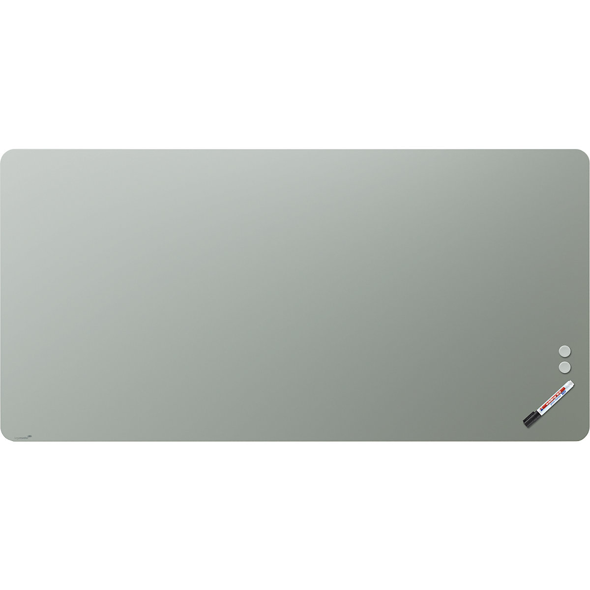 Quadro de vidro mate, cantos arredondados – Legamaster, vidro de segurança, LxA 2000 x 1000 mm, salva-0