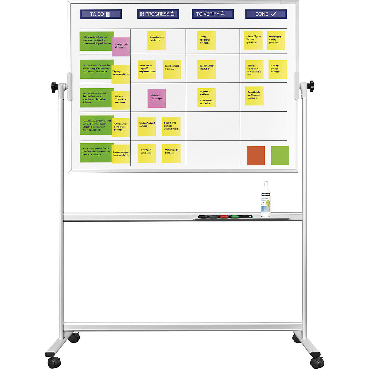 Quadro Scrum – magnetoplan, conjunto padrão incl. acessórios, LxA do quadro 1200 x 900 mm, móvel-0