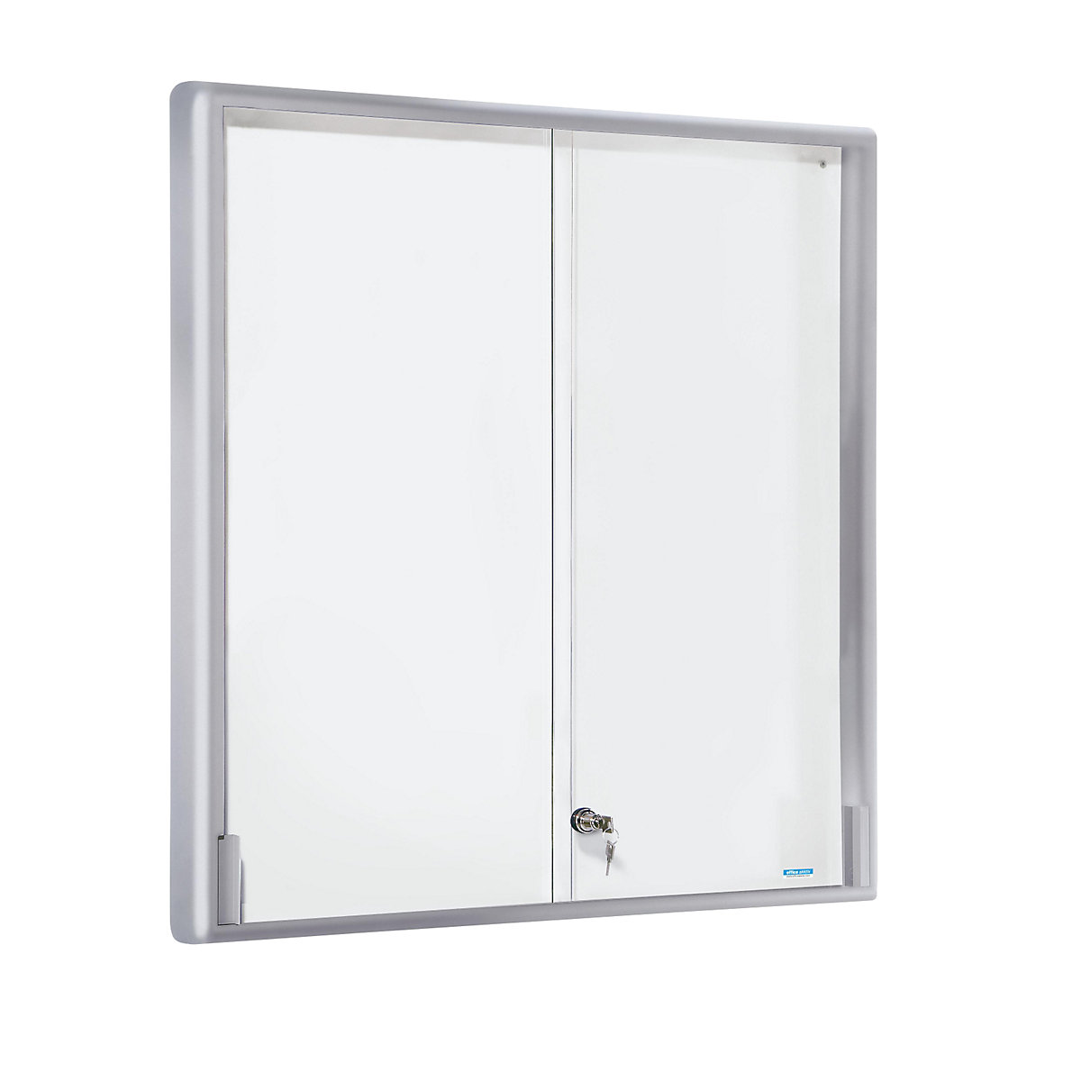 Vitrine, caixilho em alumínio, portas de correr – eurokraft pro, 12 x A4, LxAxP 910 x 970 x 50 mm, caixilho arredondado-0