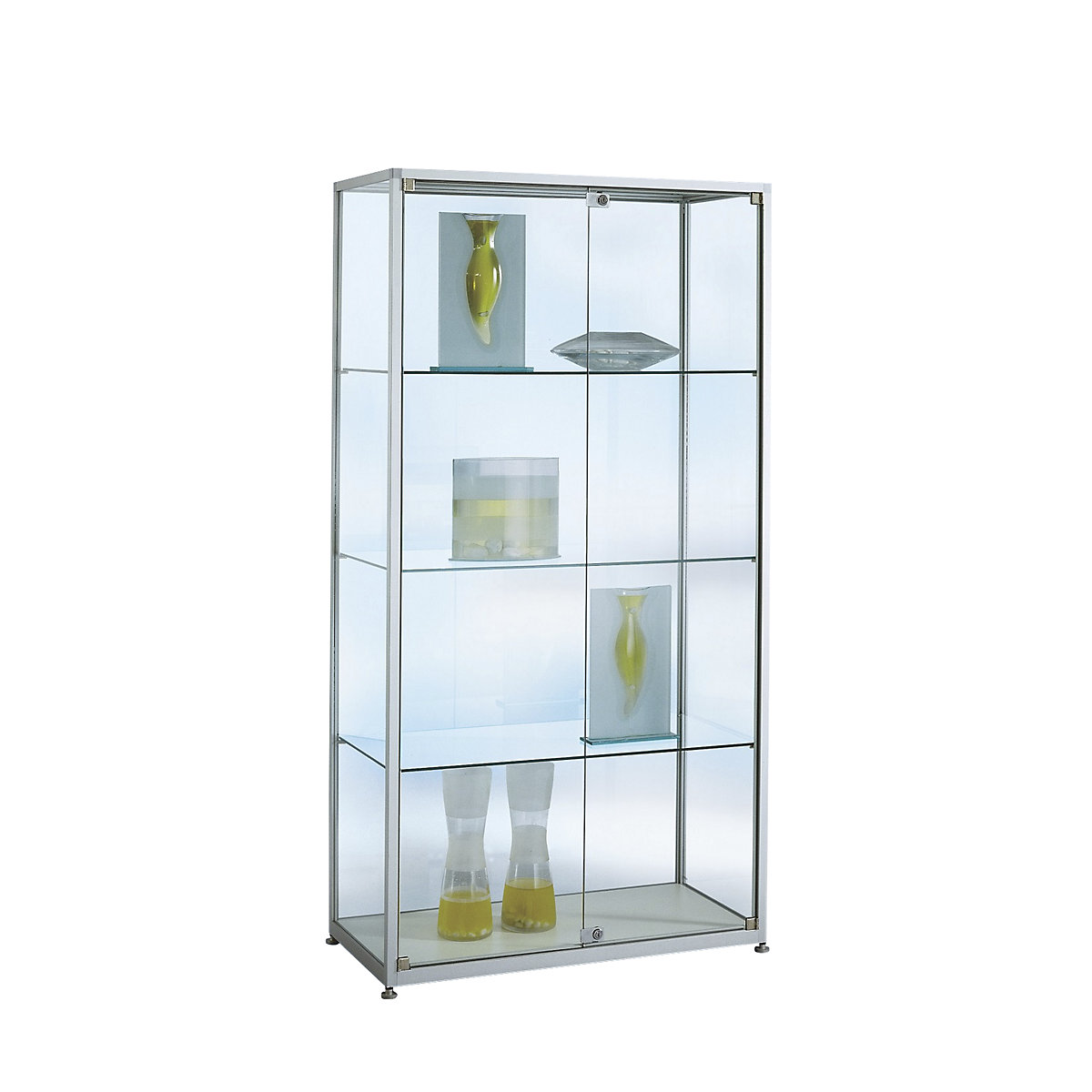 Vitrine de pé, altura 2000 mm, 2 portas de aba giratória, LxP 800 x 400 mm, cromado brilhante-0
