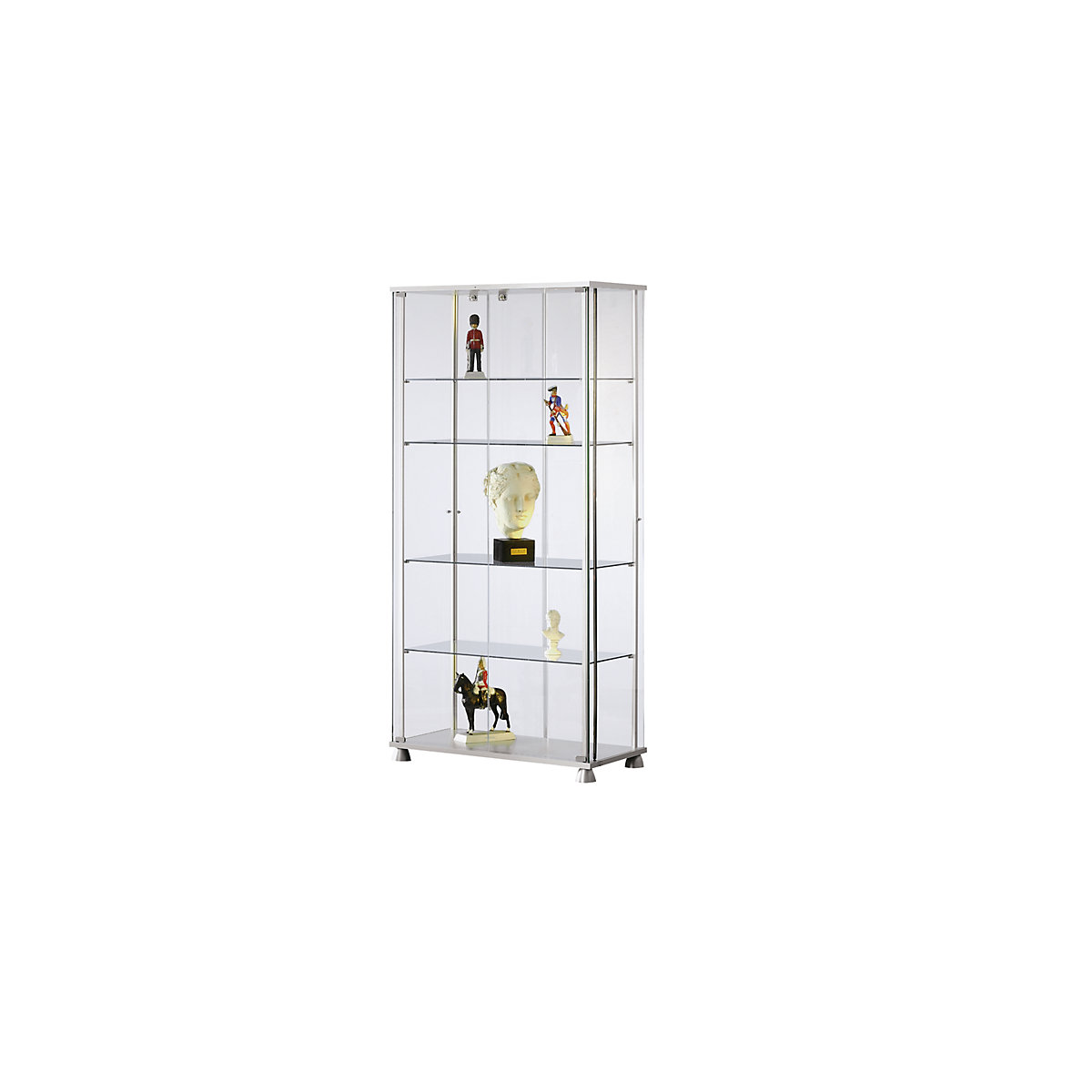 Vitrine para apresentações, 2 portas de aba giratória, 4 rodas de design-0