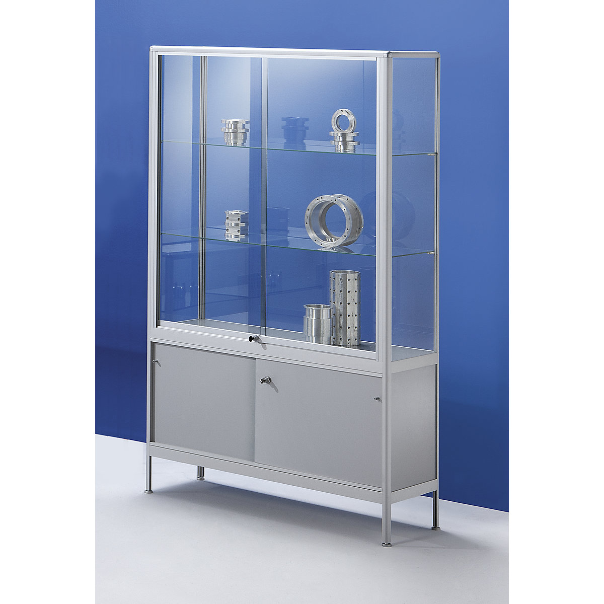 Vitrine – eurokraft pro, versão vitrine com compartimentos de arrumação, largura 500 mm, 1 porta de aba giratória, dificilmente inflamável-0