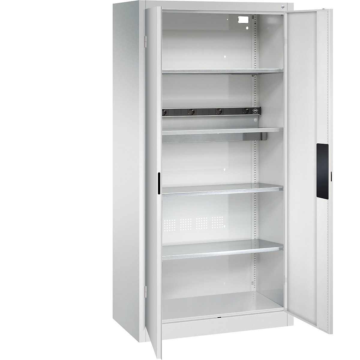 Armário de carregamento BASIC – C+P, com portas de chapa maciça, cinzento claro-0