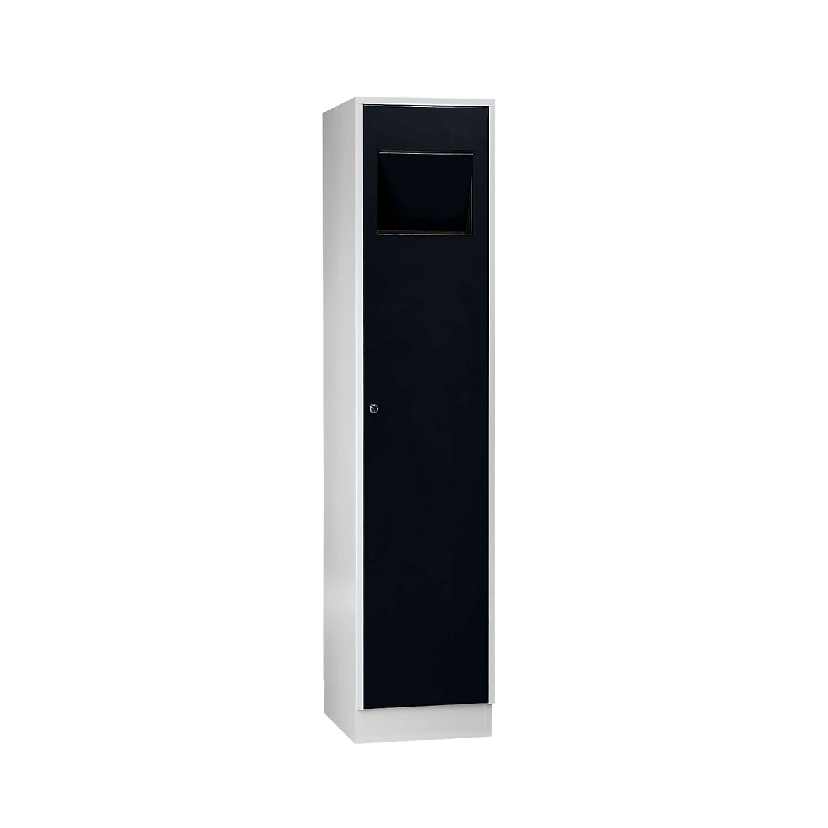 Armário coletor de roupa suja – Wolf, com tampa de entrada de fecho automático, preto profundo RAL 9005-0