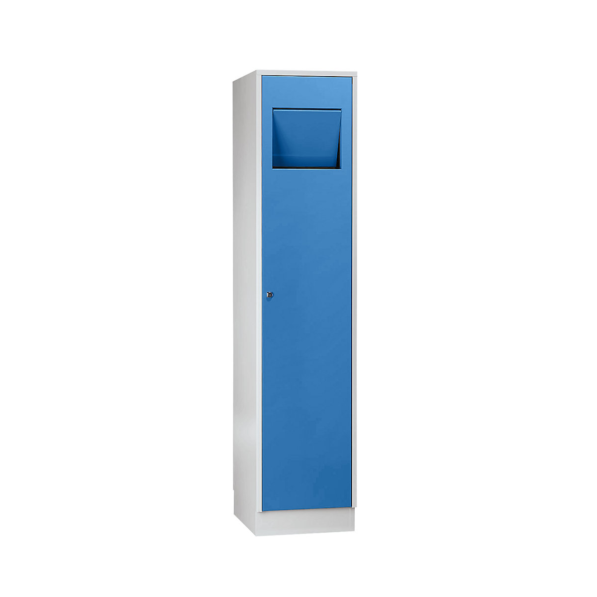 Armário coletor de roupa suja – Wolf, com tampa de entrada de fecho automático, azul claro RAL 5012-0