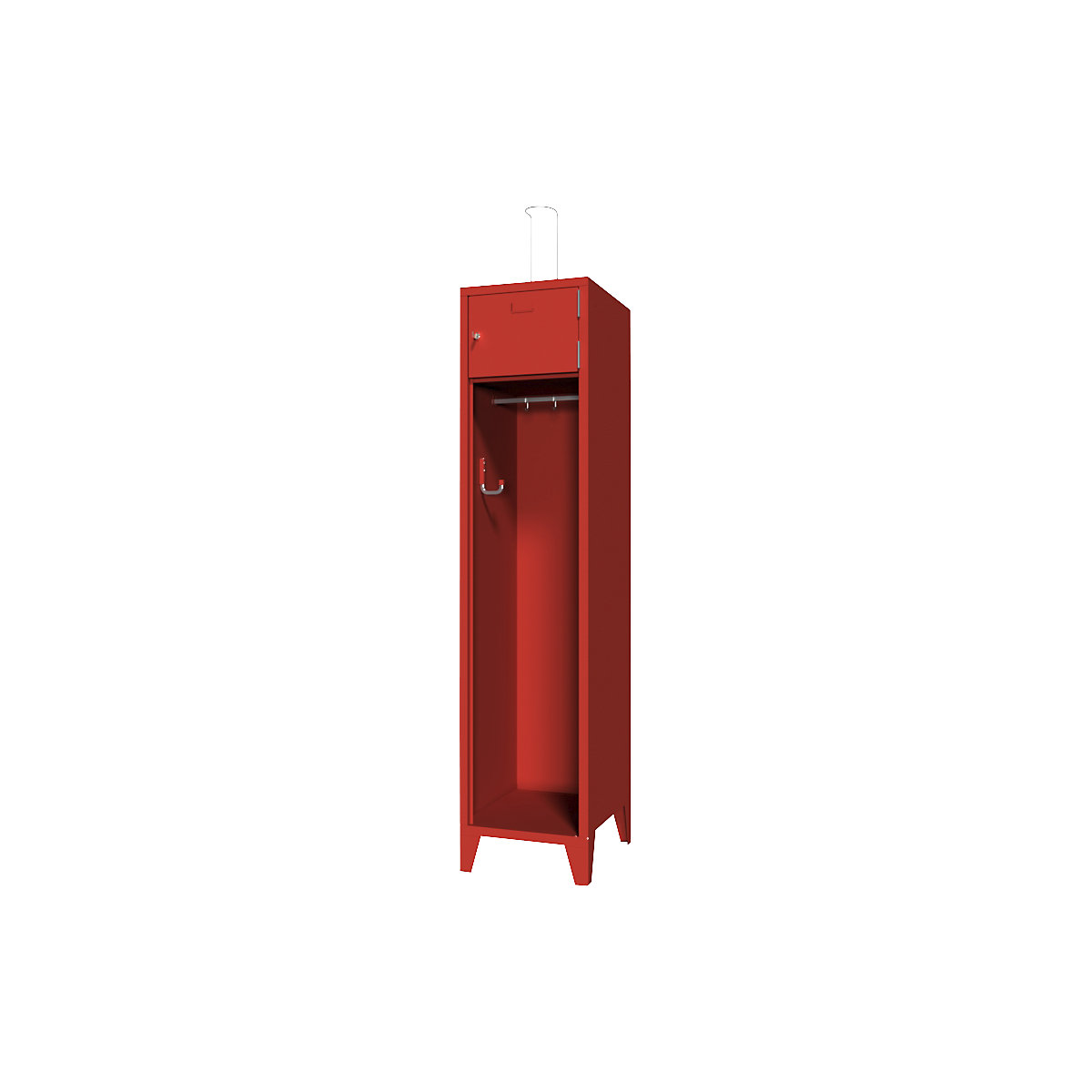 Armário de bombeiros com pés – Pavoy, porta em chapa maciça com armação para etiquetas, 1 compartimento, 2 cacifos-0