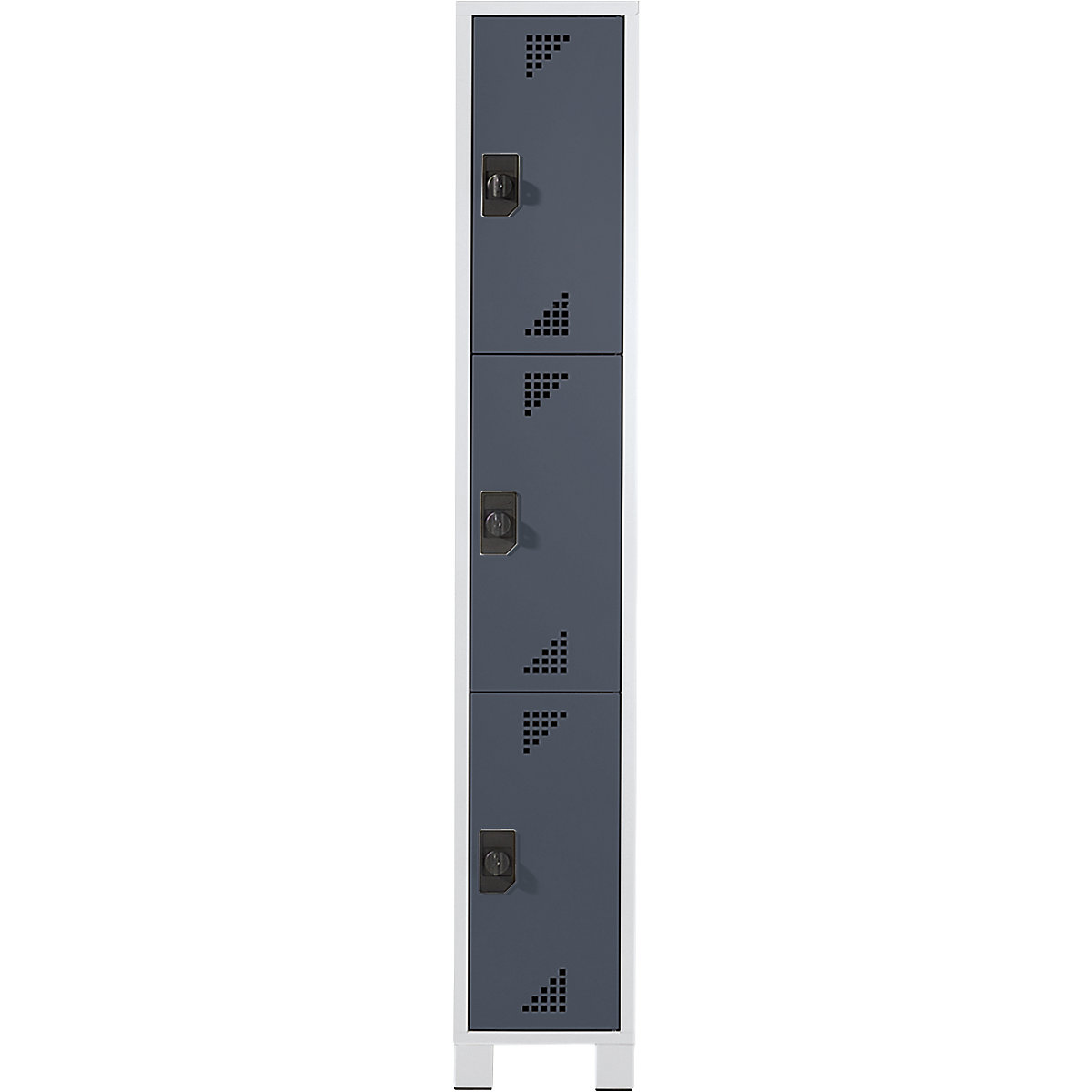 Armário de cacifos com 3 compartimentos Bremen – eurokraft pro, 1 compartimento, cinzento claro/cinzento antracite, largura 300 mm, 3 compartimentos-0
