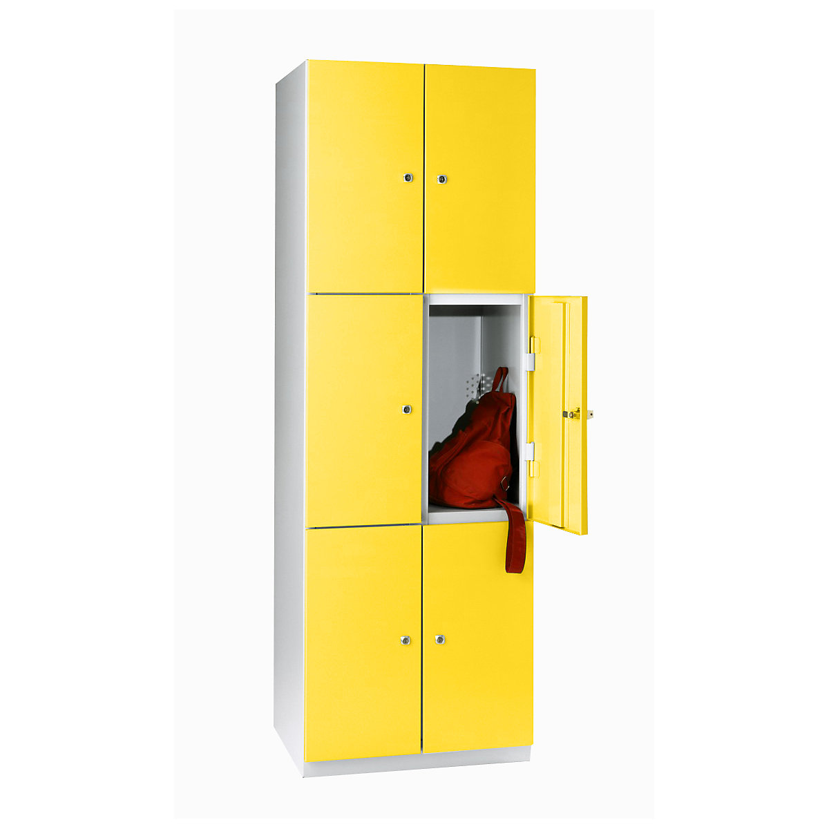 Armário de cacifos com 3 compartimentos Frankfurt – Wolf, 2 compartimentos, cinzento claro/amarelo de zinco-0