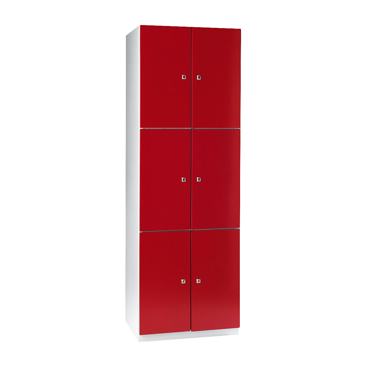 Armário de cacifos com 3 compartimentos Frankfurt – Wolf, 2 compartimentos, cinzento claro/vermelho fogo-0