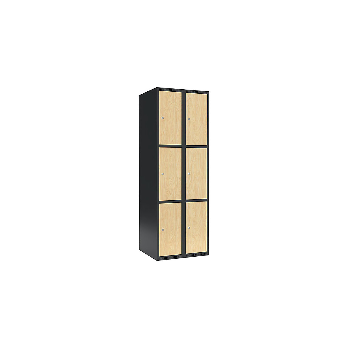 Armário de cacifos com 3 compartimentos Fydor, 2 compartimentos, cinzento/bétula, L 600 mm, 2 compartimentos, forma de teto plano, fechadura de cilindro-0