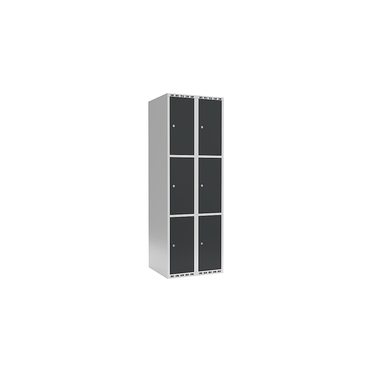 Armário de cacifos com 3 compartimentos Fydor, 2 compartimentos, cinzento claro/cinzento, L 600 mm, 2 compartimentos, forma de teto plano, fechadura de cilindro-0