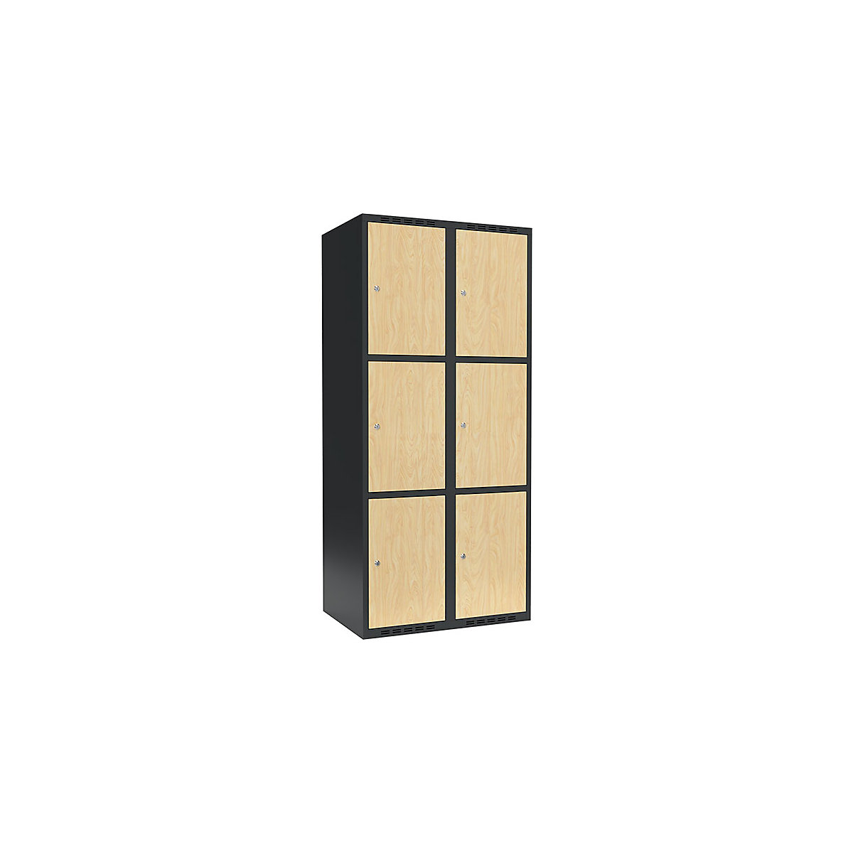 Armário de cacifos com 3 compartimentos Fydor, 2 compartimentos, cinzento/bétula, L 800 mm, 2 compartimentos, forma de teto plano, fechadura de cilindro-0