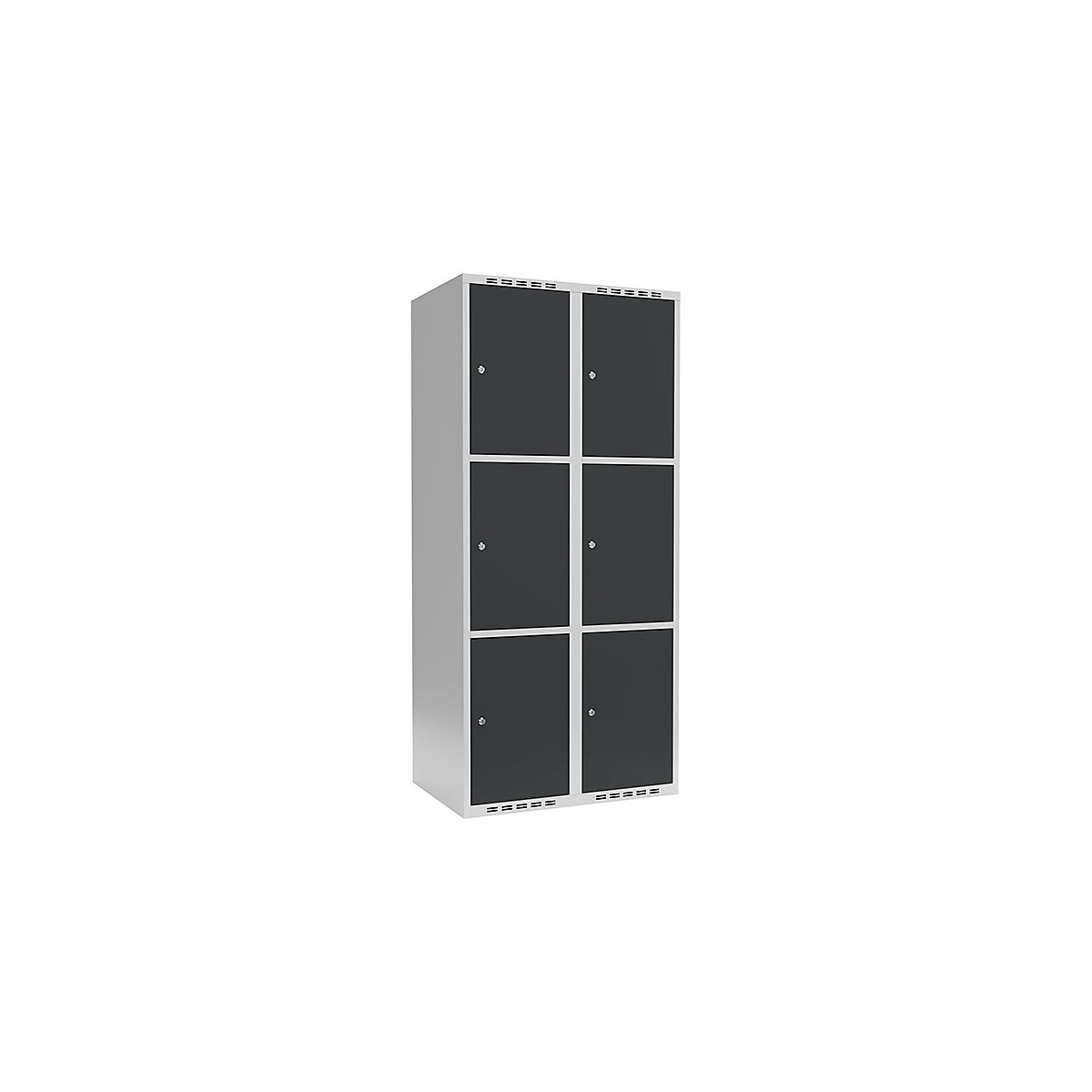 Armário de cacifos com 3 compartimentos Fydor, 2 compartimentos, cinzento claro/cinzento, L 800 mm, 2 compartimentos, forma de teto plano, fechadura de cilindro-0