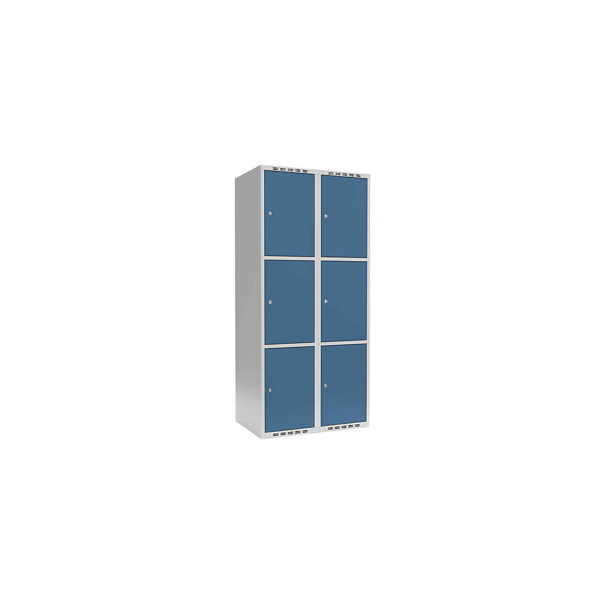 Armário de cacifos com 3 compartimentos Fydor, 2 compartimentos, cinzento claro/azul brilhante, L 800 mm, 2 compartimentos, forma de teto plano, fechadura de cilindro-0