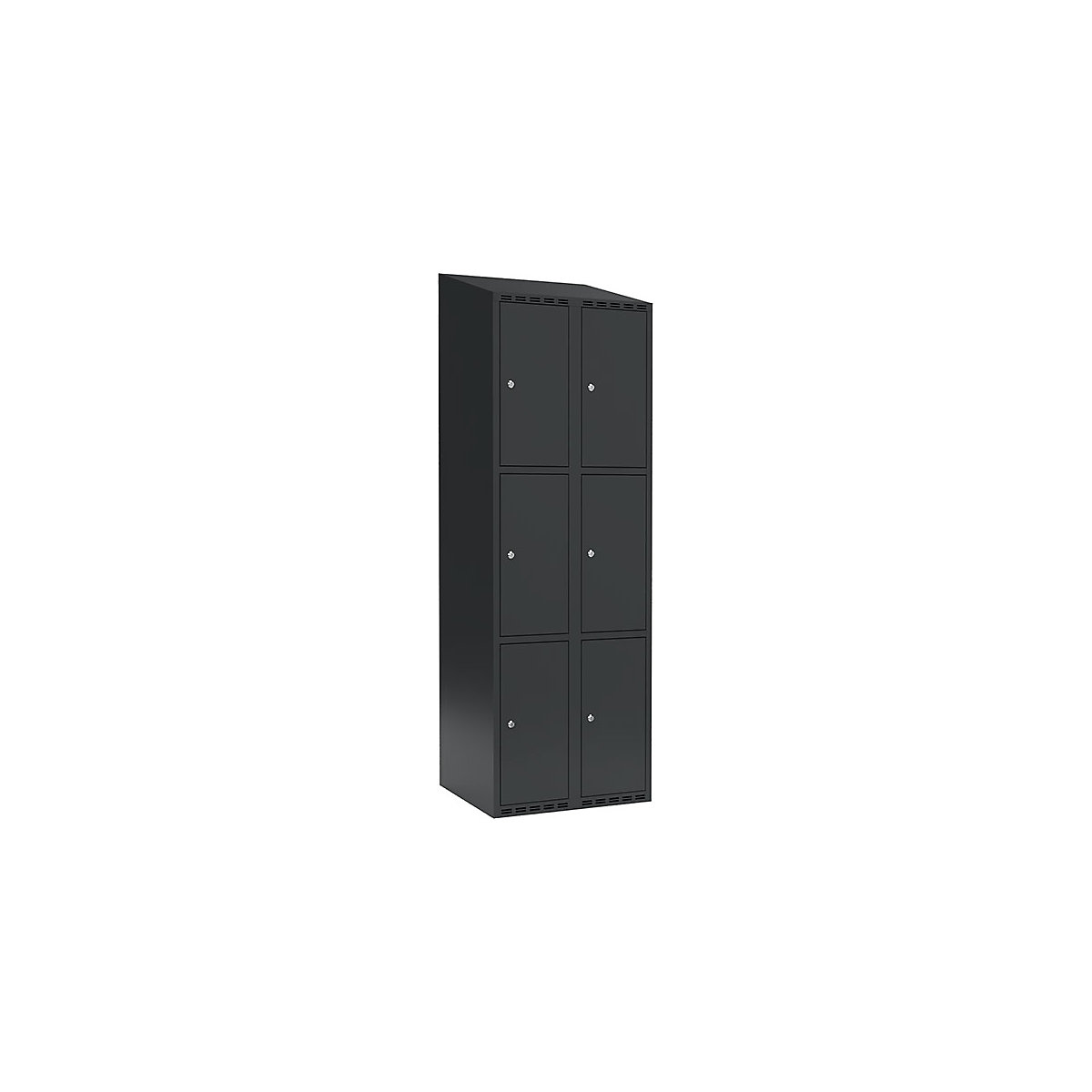 Armário de cacifos com 3 compartimentos Fydor, 2 compartimentos, cinzento, L 600 mm, 2 compartimentos, forma de teto inclinado, fechadura de cilindro-0