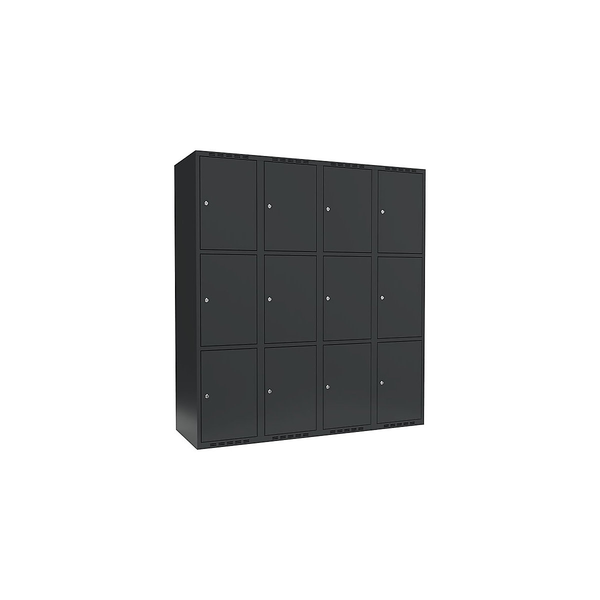 Armário de cacifos com 3 compartimentos Fydor, 4 compartimentos, cinzento, L 1200 mm, 4 compartimentos, forma de teto plano, fechadura de cilindro-0