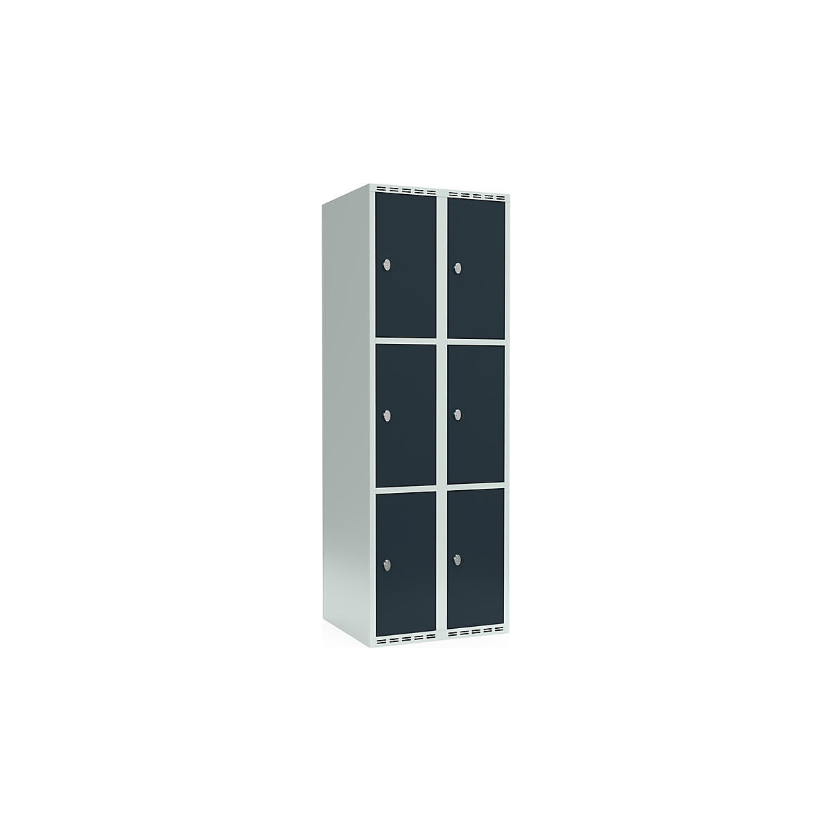 Armário de cacifos com 3 compartimentos Fydor, 2 compartimentos, cinzento claro/cinzento, L 600 mm, 2 compartimentos, forma de teto plano, fecho de argola-0
