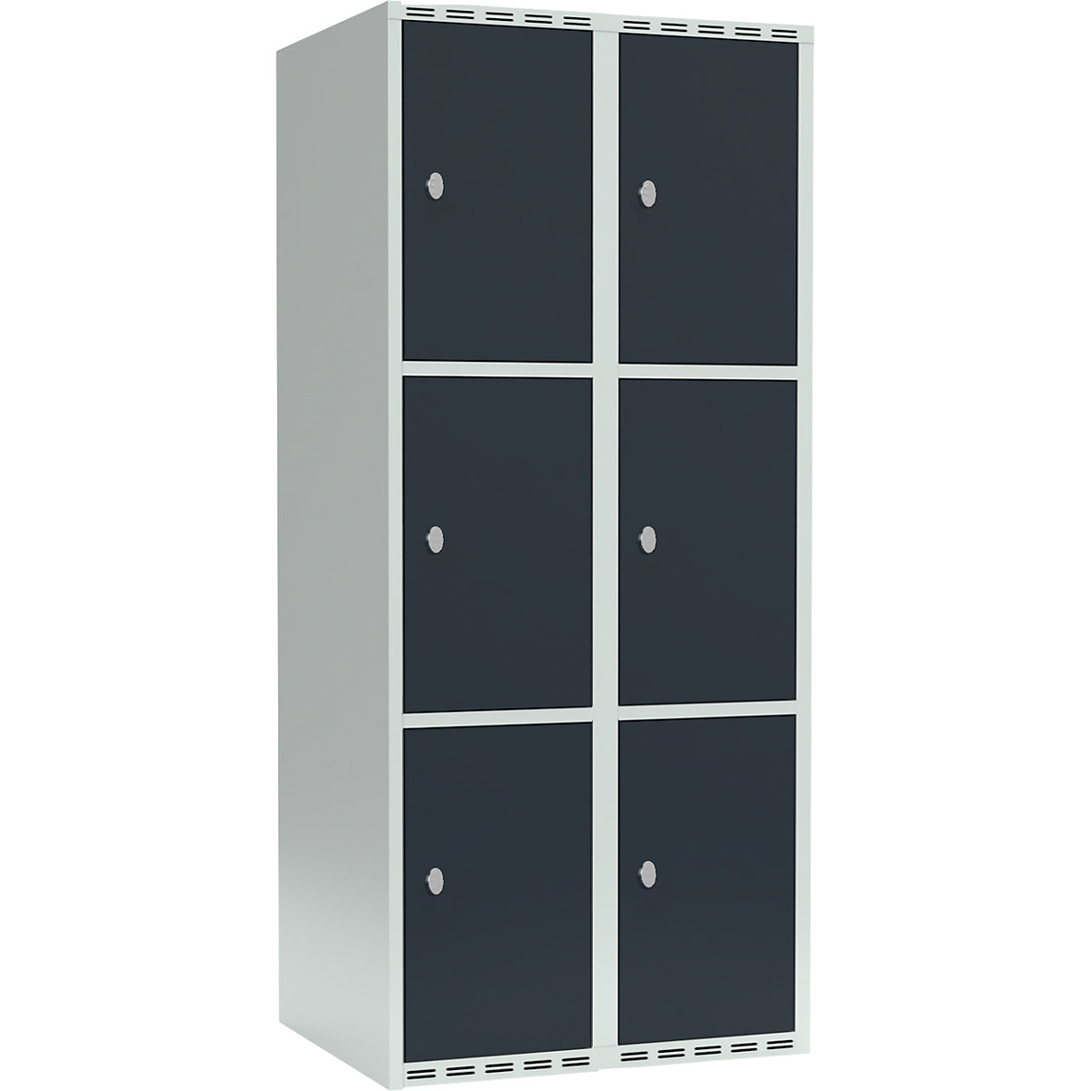 Armário de cacifos com 3 compartimentos Fydor, 2 compartimentos, cinzento claro/cinzento, L 800 mm, 2 compartimentos, forma de teto plano, fecho de argola-0