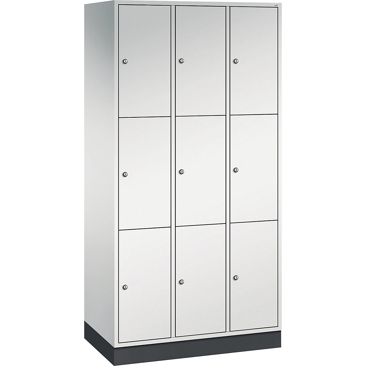 Armário de cacifos com 3 compartimentos Intro – C+P, 3 compartimentos, cinzento claro, LxP 920 x 500 mm-0
