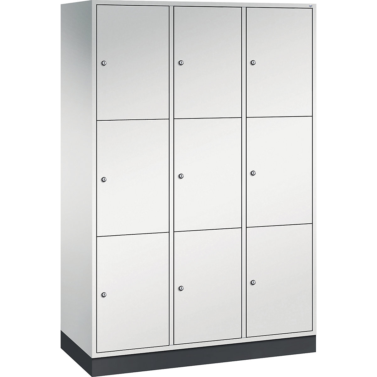 Armário de cacifos com 3 compartimentos Intro – C+P, 3 compartimentos, cinzento claro, LxP 1220 x 500 mm-0