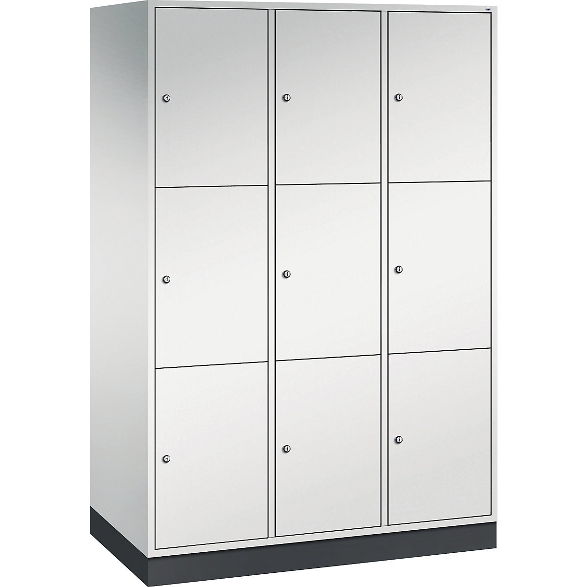 Armário de cacifos com 3 compartimentos Intro – C+P, 3 compartimentos, cinzento claro, LxP 1220 x 600 mm-0