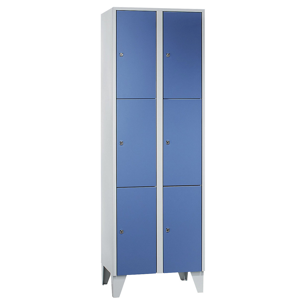 Armário de cacifos com 3 compartimentos München – Wolf, 2 compartimentos, largura 600 mm, azul pomba-0