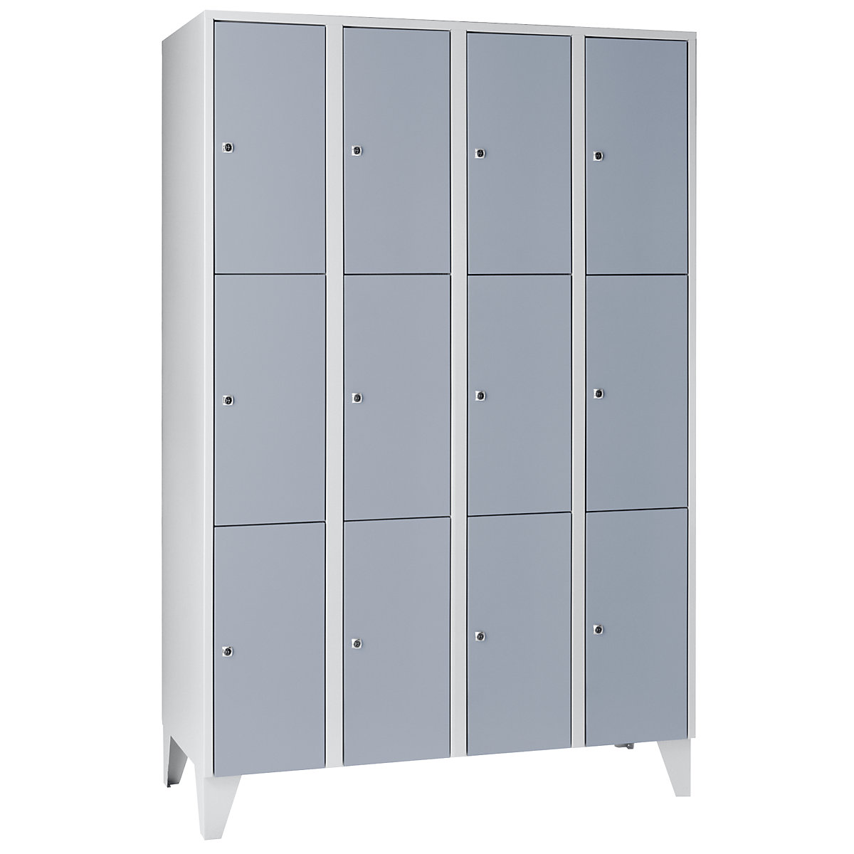 Armário de cacifos com 3 compartimentos München – Wolf, 4 compartimentos, largura 1200 mm, cinzento prateado-0