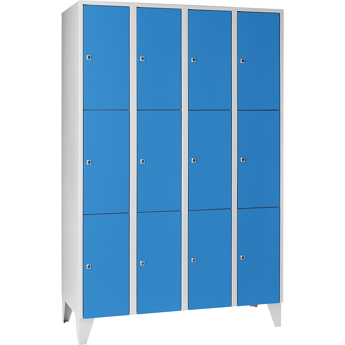 Armário de cacifos com 3 compartimentos München – Wolf, 4 compartimentos, largura 1200 mm, azul claro-0
