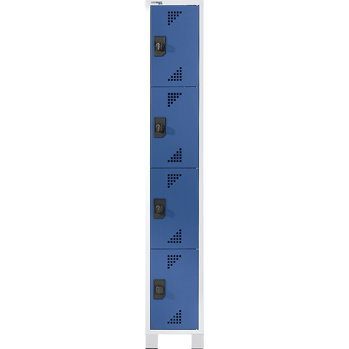Armário de cacifos com 4 compartimentos Bremen – eurokraft pro, 1 compartimento, cinzento claro/azul brilhante, largura 300 mm, 4 compartimentos-0