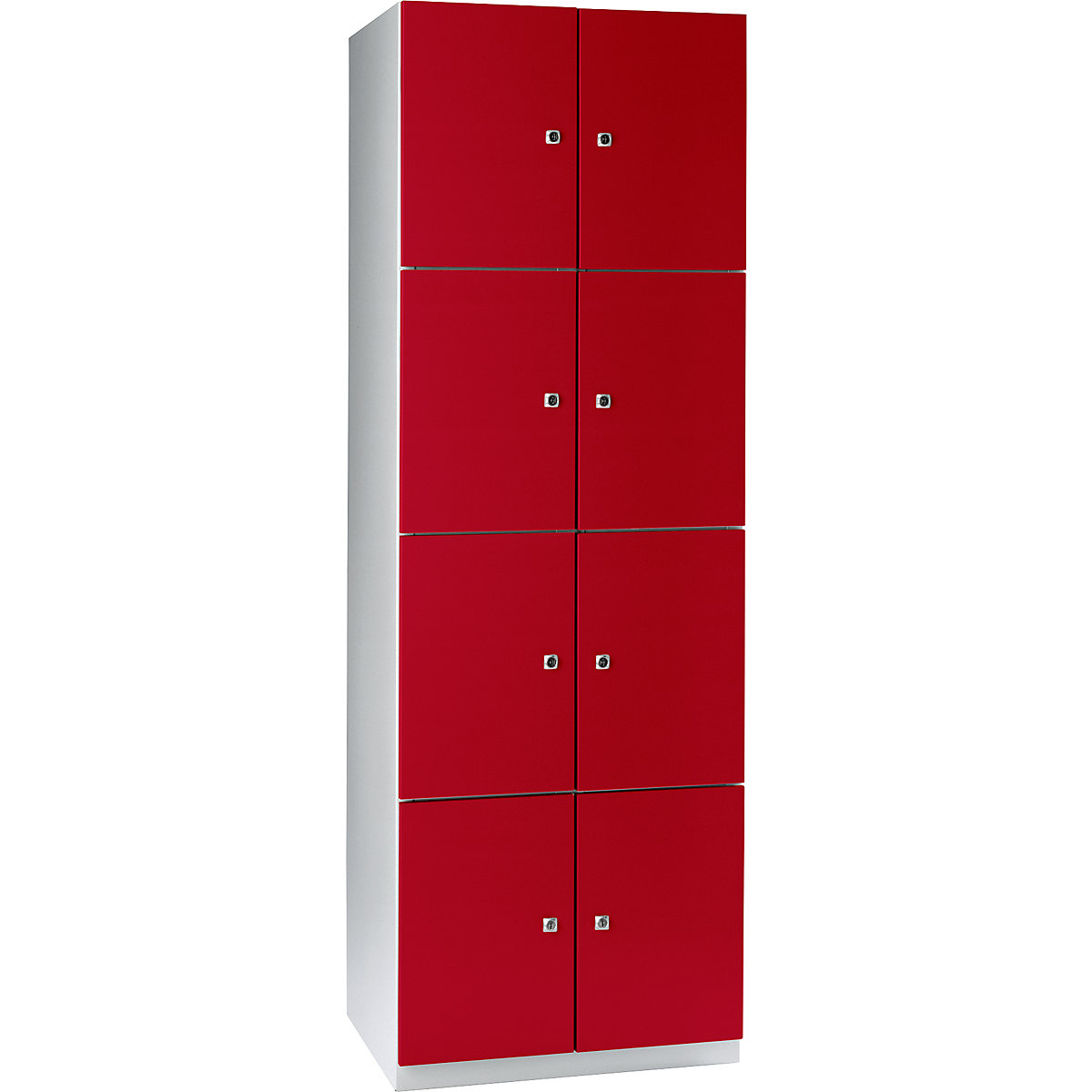 Armário de cacifos com 4 compartimentos Frankfurt – Wolf, 2 compartimentos, cinzento claro/vermelho fogo-0