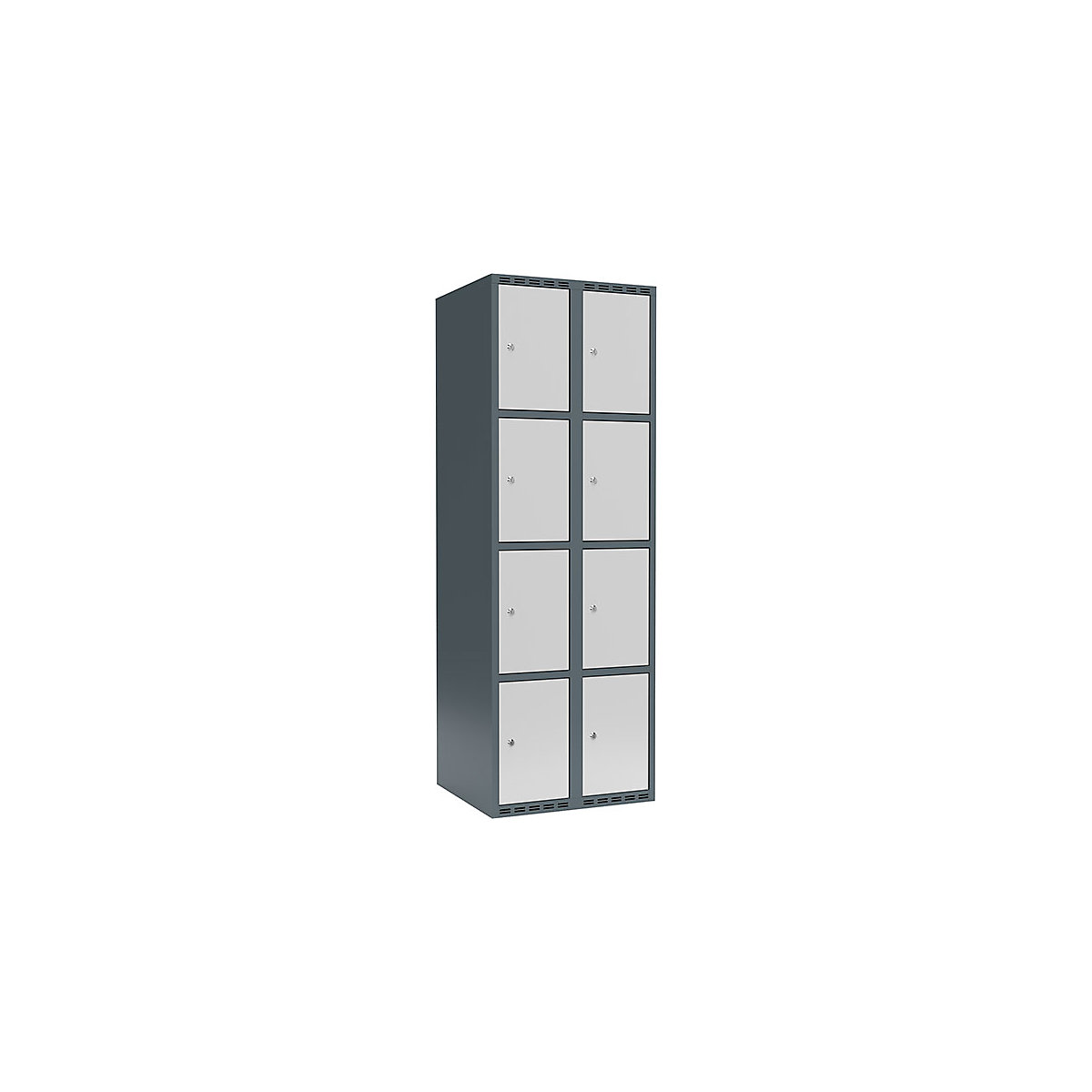 Armário de cacifos com 4 compartimentos Fydor, 2 compartimentos, cinzento azulado/cinzento claro, L 600 mm, 2 compartimentos, forma de teto plano, fechadura de cilindro-0