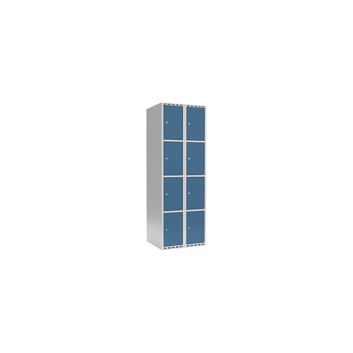 Armário de cacifos com 4 compartimentos Fydor, 2 compartimentos, cinzento claro/azul brilhante, L 600 mm, 2 compartimentos, forma de teto plano, fechadura de cilindro-0
